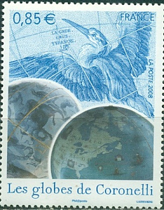 Франция, 2008, Птица, Карта Мира 1 марка